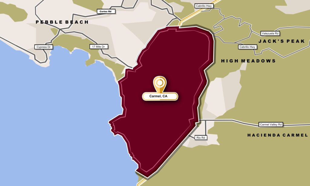 a drawn out map of Carmel, CA