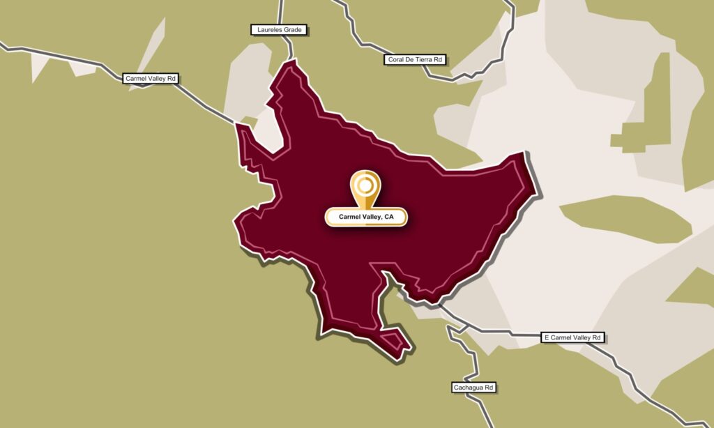 a drawn out map of Carmel Valley, CA